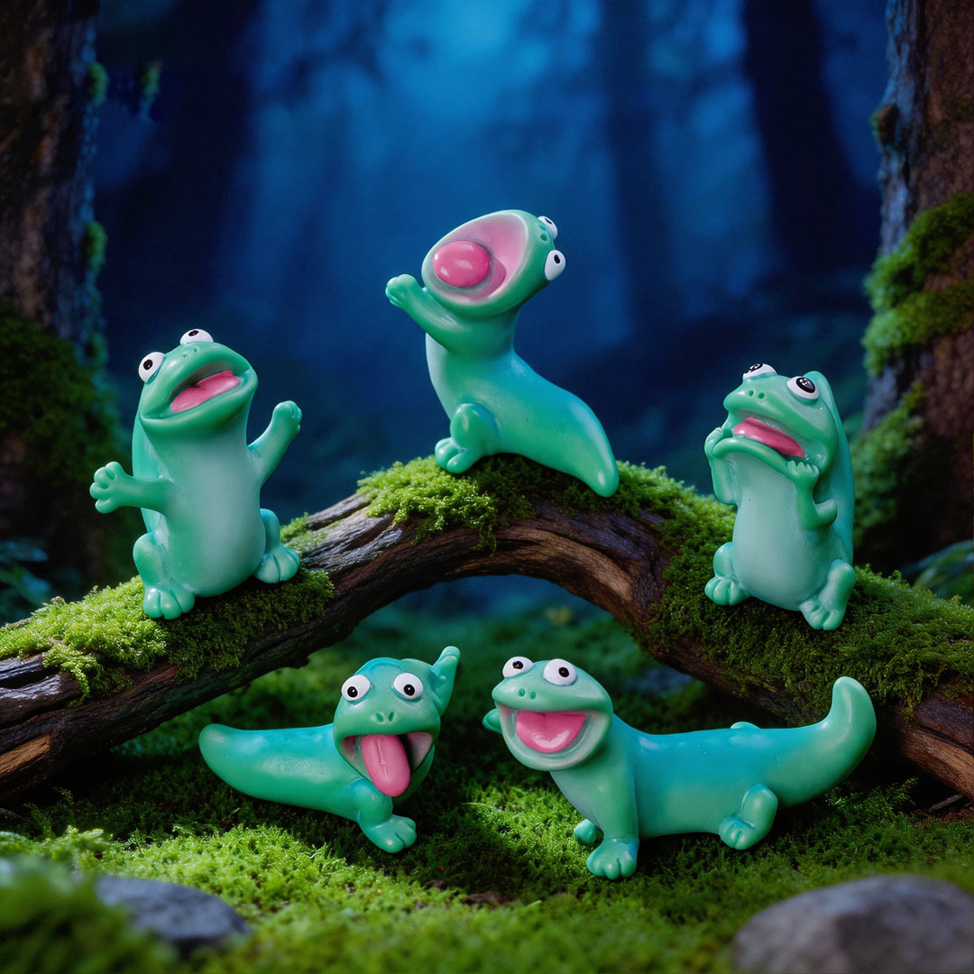 Bonsai Garden Miniature - 5pc Cartoon Funny Green Lizard Car