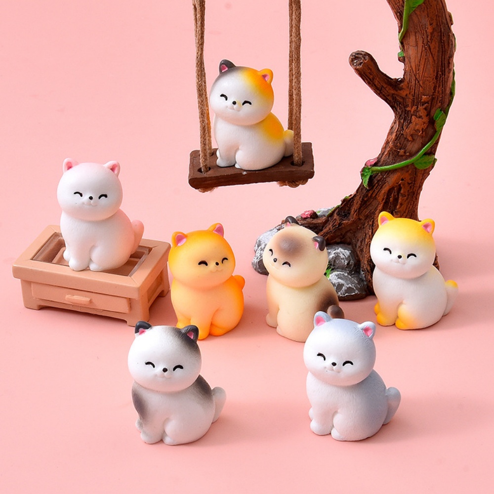 8pc Cute Smile Cat Small Anima - đánh giá và giá Bonsai Garden Miniature
