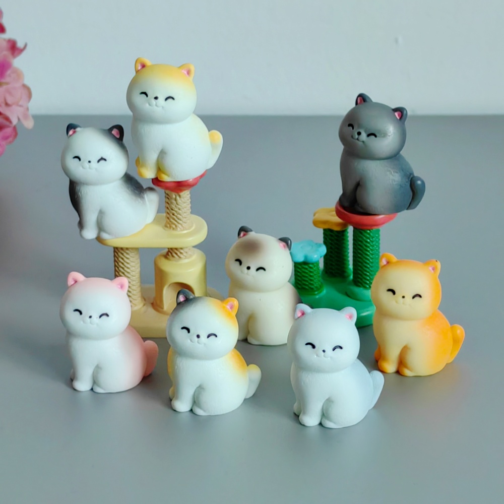 8pc Cute Smile Cat Small Anima - đánh giá và giá Bonsai Garden Miniature