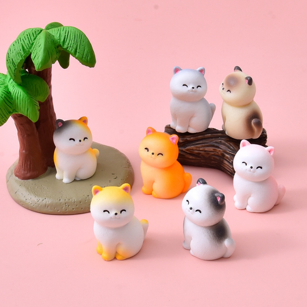 8pc Cute Smile Cat Small Anima - đánh giá và giá Bonsai Garden Miniature