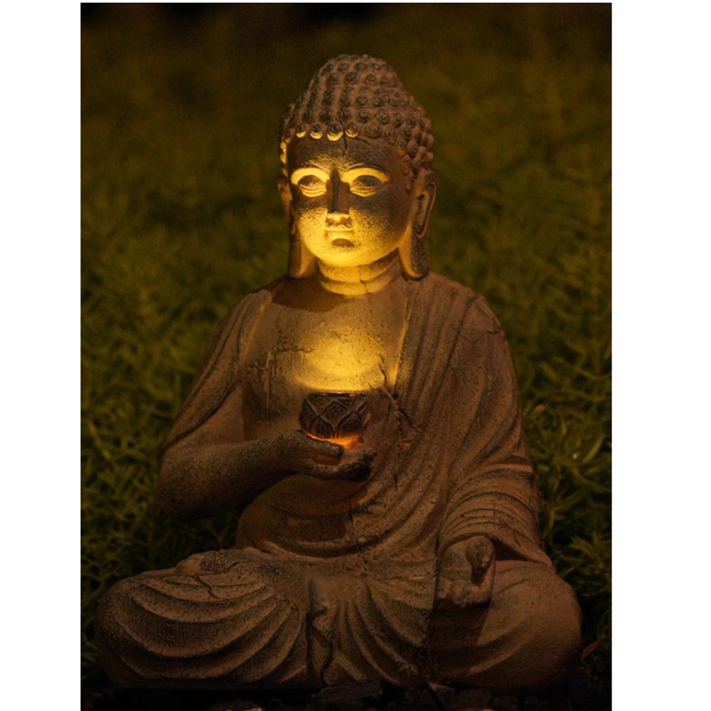 Resin Solar Buddha Statue Scul - đánh giá và giá Bonsai Garden Zen