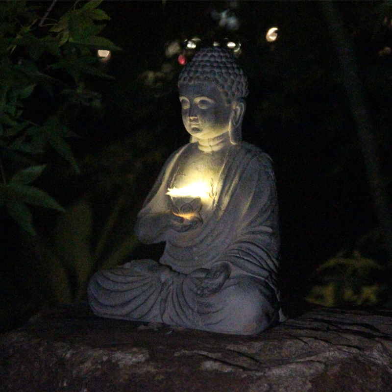 Resin Solar Buddha Statue Scul - đánh giá và giá Bonsai Garden Zen