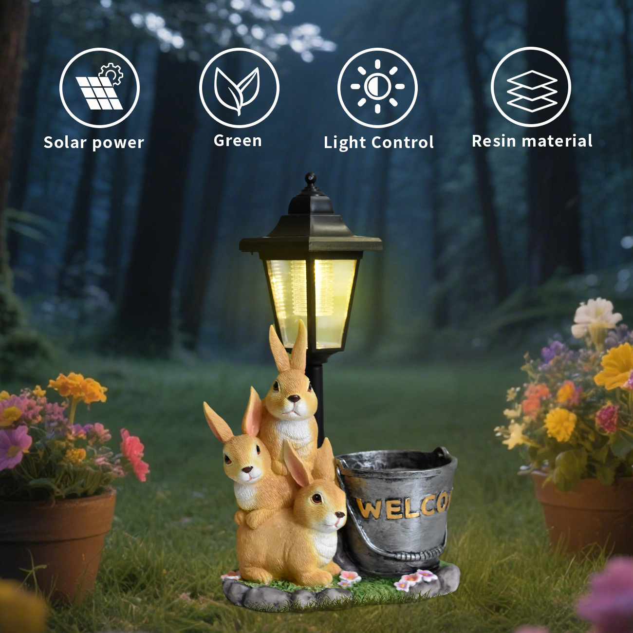 New rabbit solar garden light  - đánh giá và giá Bonsai Garden Zen